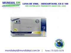 LUVA DE VINIL - DESCARTAVEL CX C/ 100 CÓD.: 14332